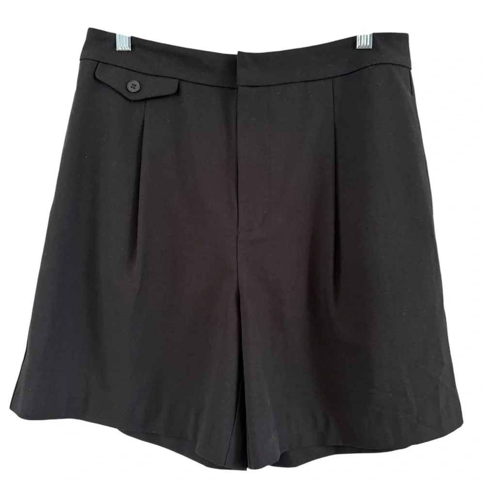 Sophie Rue High Waist Pleated Shorts Size Large In Black